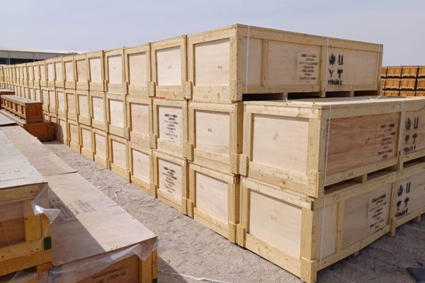 Custom wooden box packaging services in Abu Dhabi for industrial logistics